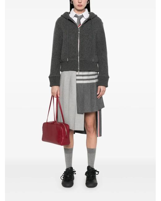 Thom Browne Black Zip-Up Wool Hoodie