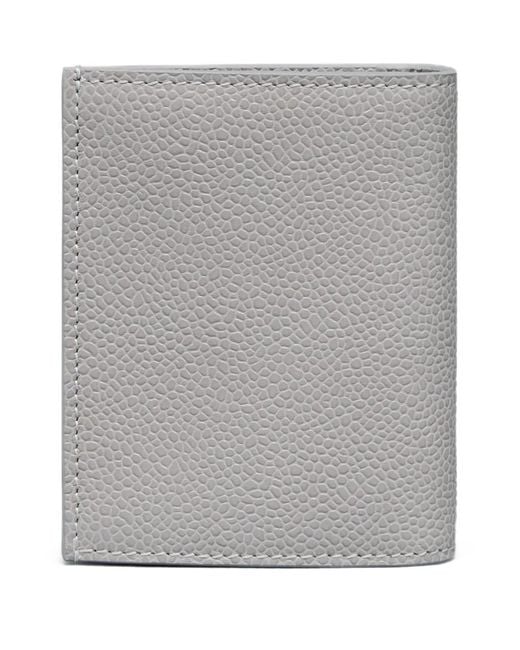 Thom Browne Gray Pebble-Grain 4-Bar Double Card Holder