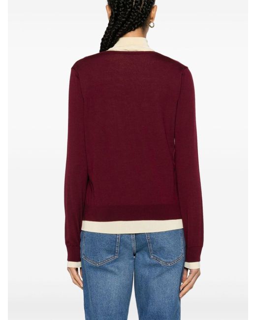 Tory Burch Red Double-layer Mock-neck Jumper
