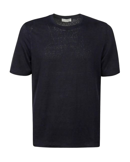 Camiseta de lino de manga corta FILIPPO DE LAURENTIIS de hombre de color Black