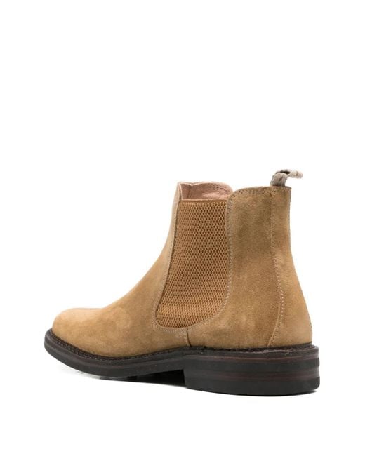 Astorflex Brown Elastic-Panel Suede Chelsea Boots for men