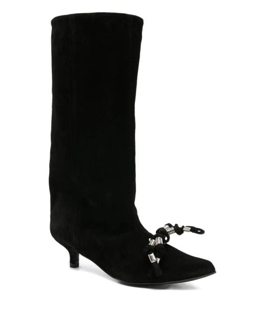 Toga Black 45Mm Knotted-Tassel Suede Boots
