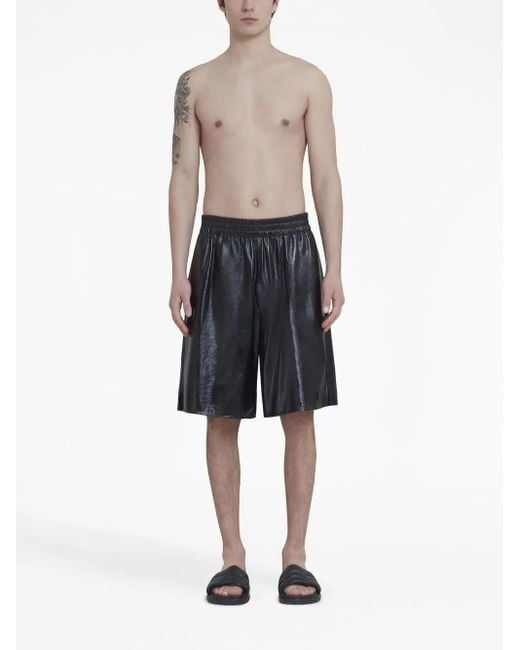 Marni Black Elasticated-Waist Leather Shorts for men