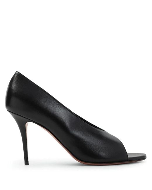 AMINA MUADDI Black Julianne 90 Peep Toe Nappa Pumps