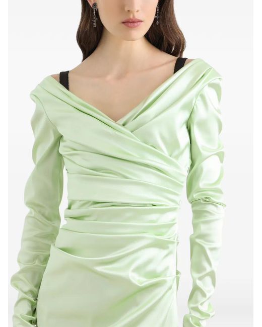 Dolce & Gabbana Green Long-Sleeve Midi Dress