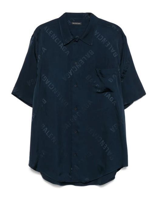 Camicia Con Effetto Jacquard di Balenciaga in Blue da Uomo