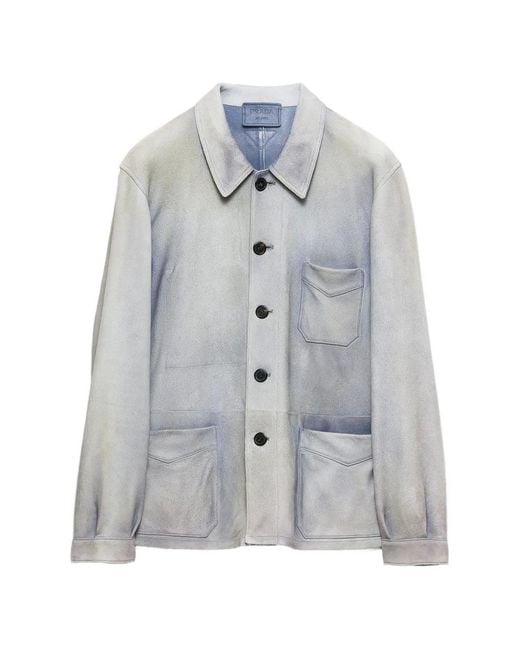 Prada Gray Suede Caban Jacket for men