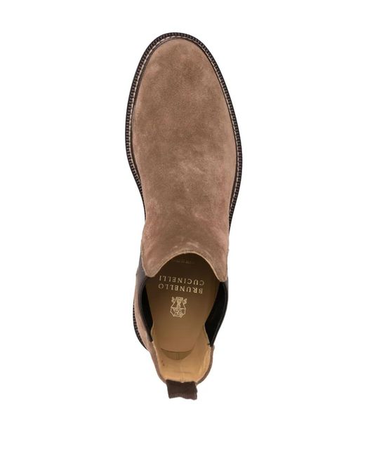 Brunello Cucinelli Brown Leather Chelsea Boots for men