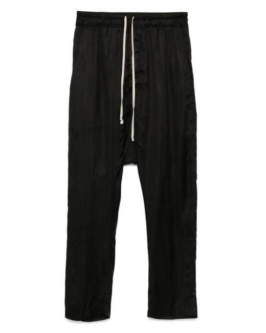 Rick Owens Black Drawstring Trousers for men