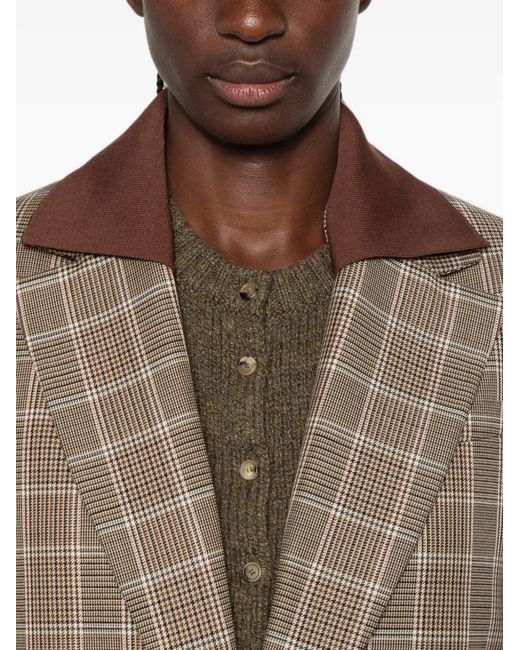 Maje Brown Checked Removable-Collar Blazer