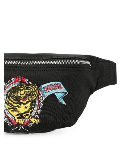 KENZO Black Jumping Tiger Belt Bag for men