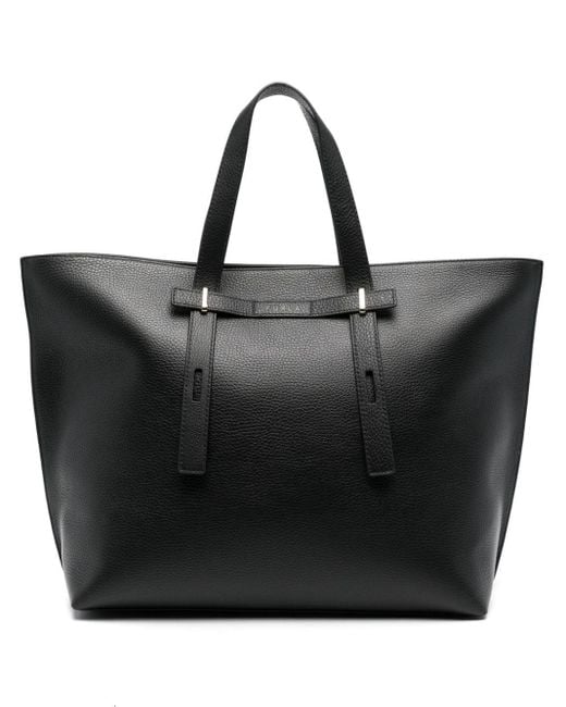 Furla Black Large Giove Leather Tote Bag