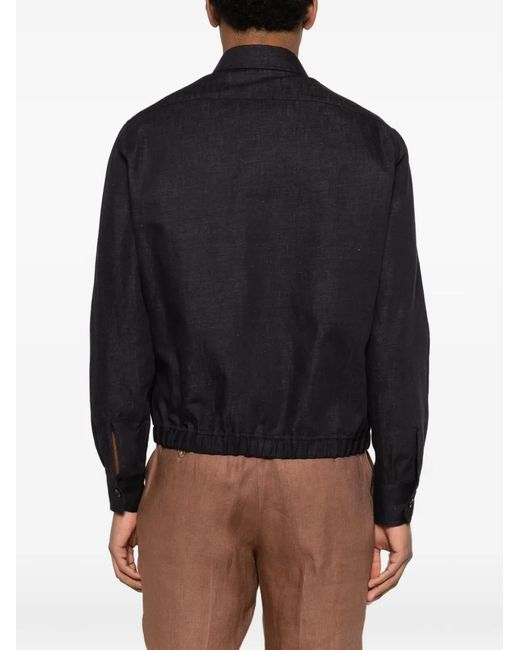 Lardini Black Button Pocket Cotton Jacket for men