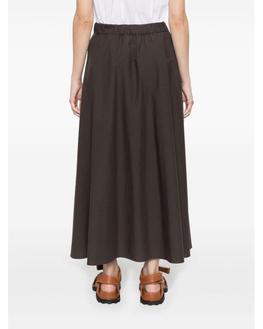 P.A.R.O.S.H. Brown Cotton Poplin Midi Skirt
