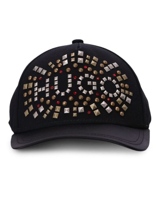 HUGO Black Studded-logo Baseball Cap for men