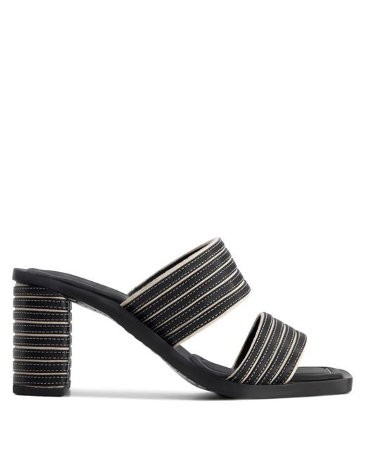 Bernardo Black 1946 70Mm Bari Striped Double Strap Sandals