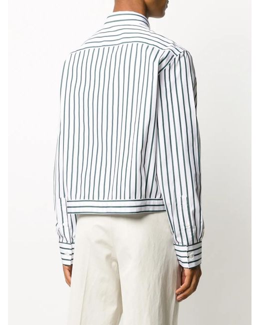 Lanvin White Vertical-Stripe Blouson Shirt for men