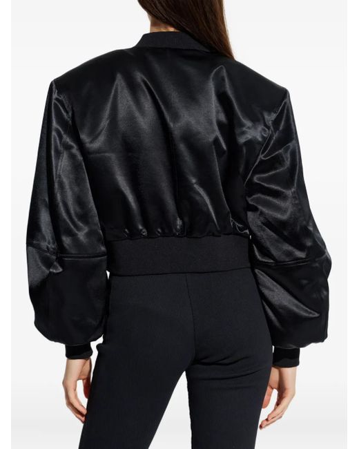 The Attico Black Zip-Up Bomber Jacket