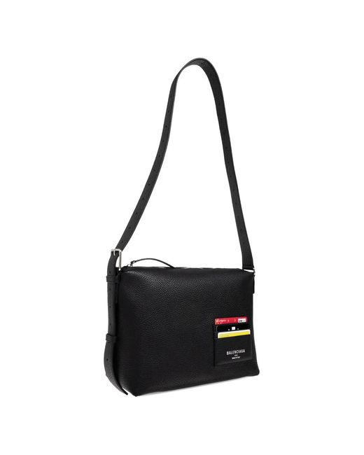 Balenciaga White Credit Leather Shoulder Bag for men
