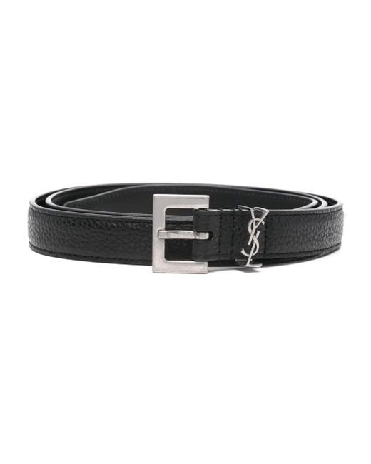 Saint Laurent Black Monogram Appliqué Adjustable Belt for men