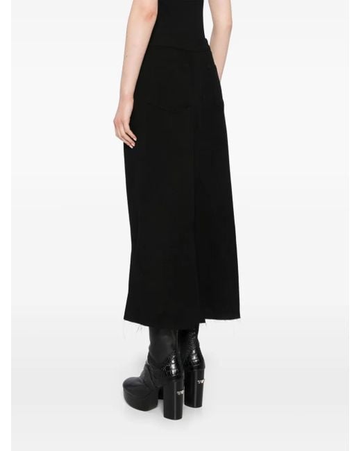 Rick Owens Black Frayed-Edge Skirt