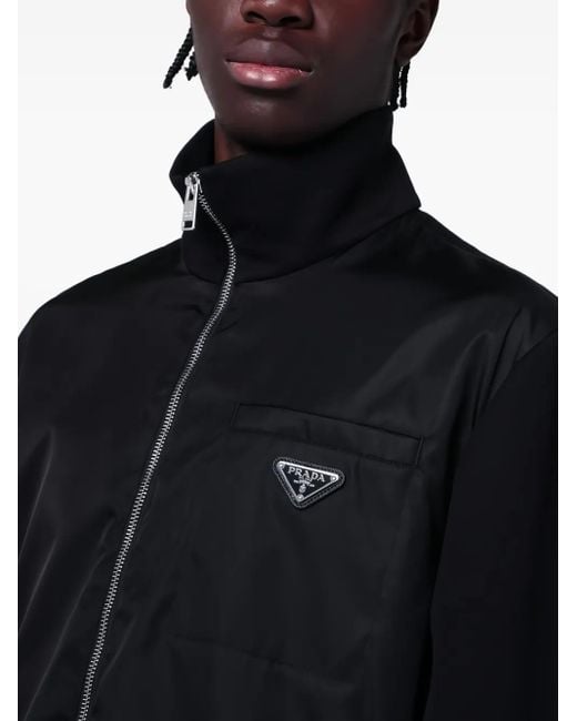 Prada Black Sweatshirt With Re-Nylon Details for men