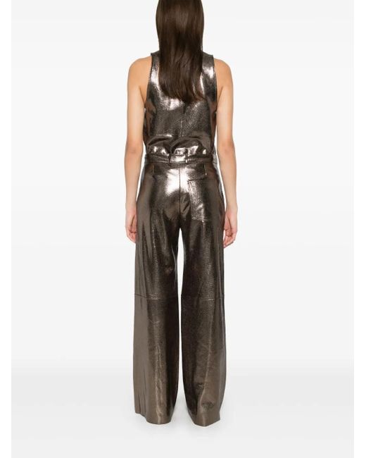 Forte_forte Gray Texture Leather Trousers