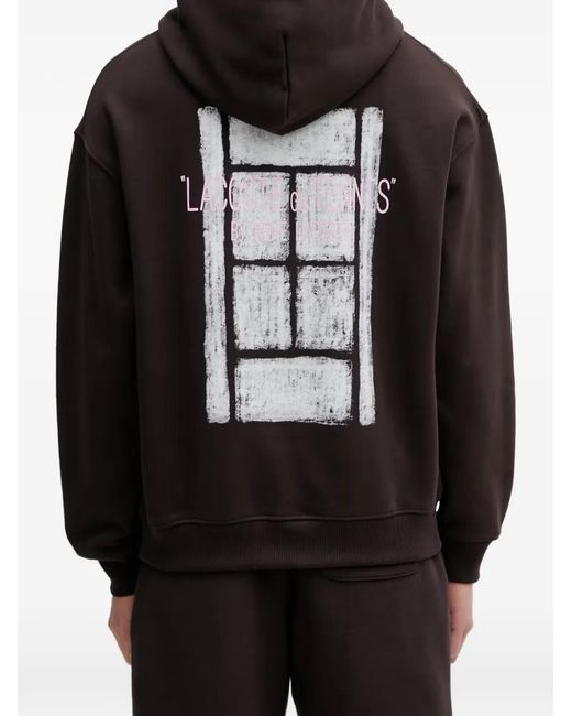 Lacoste Black Hoodie En Coton À Logo Imprimé for men