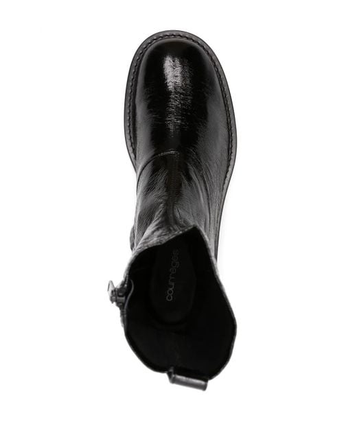 Courreges Black Logo-Patch Cracked-Effect Boots for men