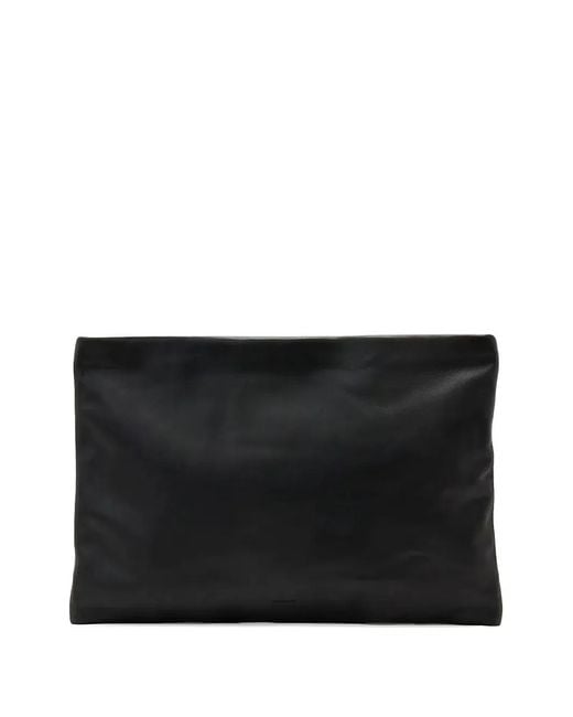 AllSaints Black Logo-Debossed Leather Clutch Bag