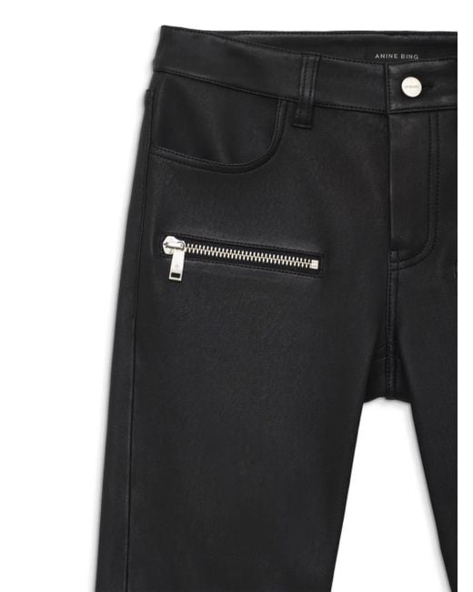 Anine Bing Black Remy Leather Skinny Trousers