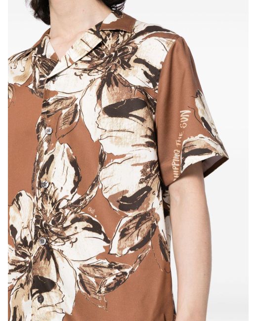 CHE Brown Hopper Floral-print Shirt for men