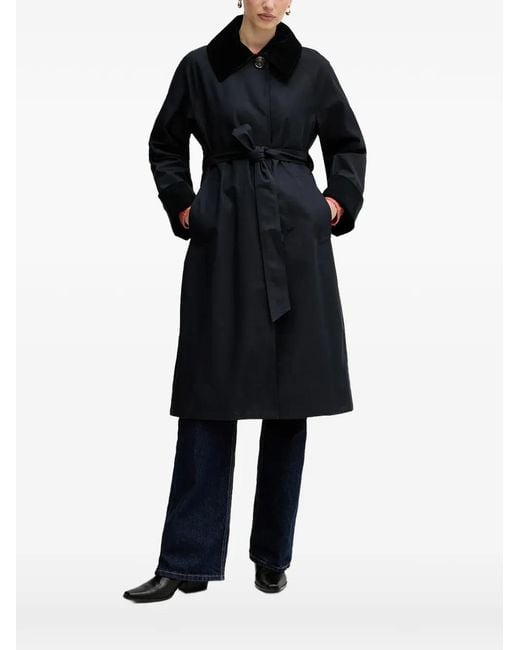 Barbour Black Reagan Corduroy-Trims Trench Coat