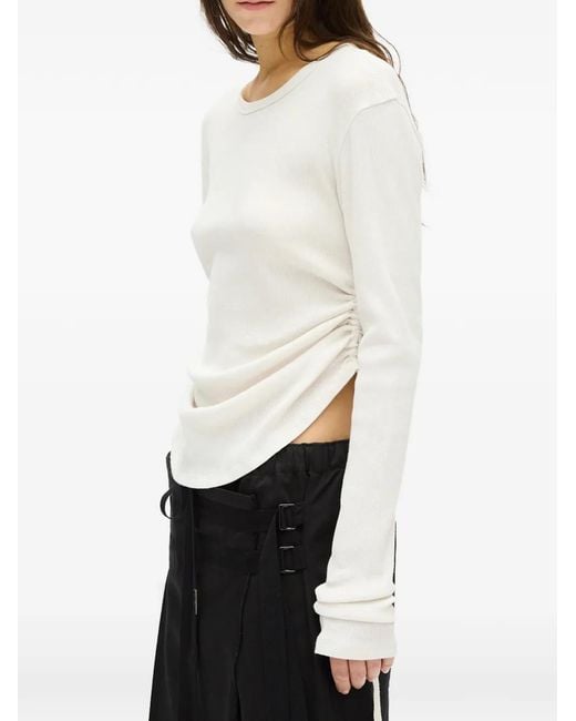 Ann Demeulemeester White Dot Wrinkled Long-Sleeve T-Shirt
