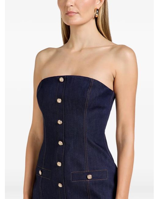 Florence & Fortitude Blue Buttoned Strapless Dress