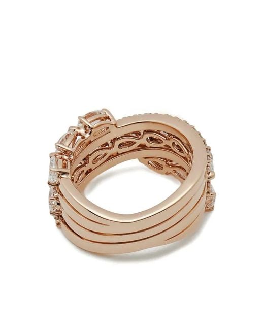 Jewels Aficionado 18Kt Roségouden Gedraaide Ring Met Diamant in het Natural