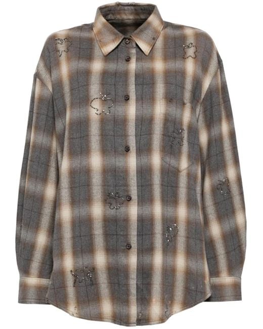 JNBY Brown Beaded Flannel Shirt