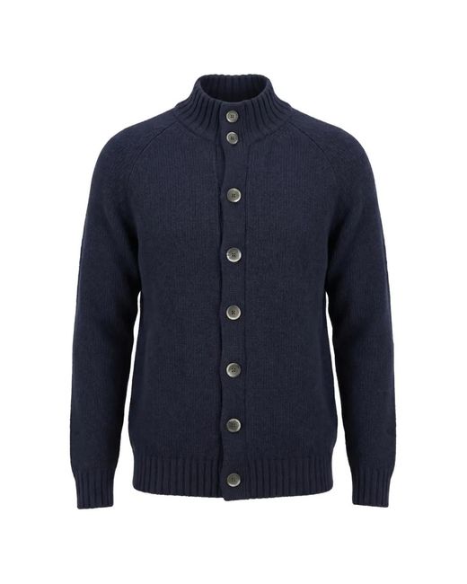 Altea Blue Button-Up High-Neck Cardigan for men