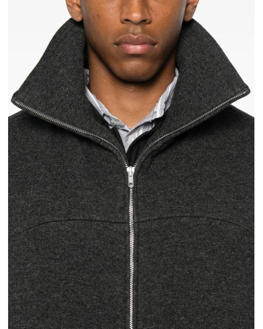 Mordecai Black Zip-Front Patch-Pocket Coat for men