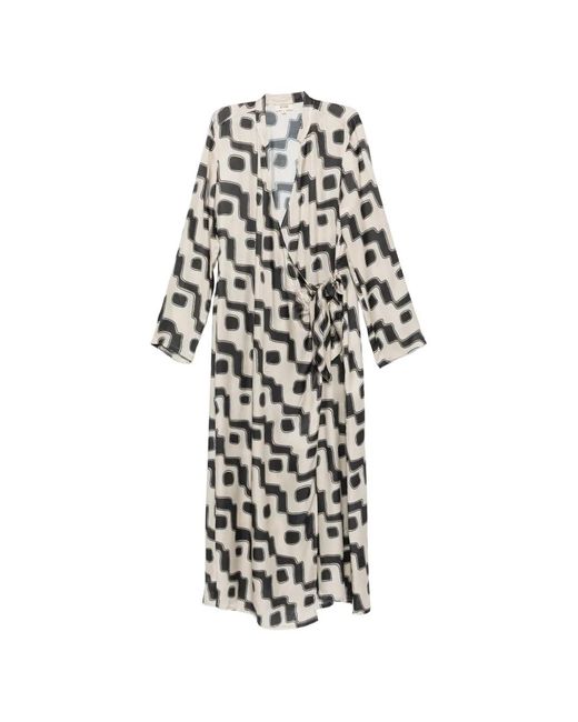 Diega White Rossana Geometric-Print Wrap Midi Dress