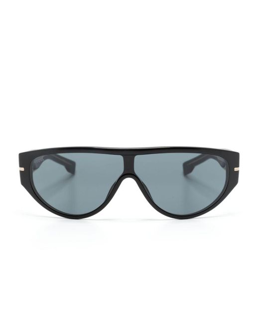 Boss Gray Blue-tinted Oval-frame Sunglasses for men