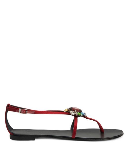 Giuseppe Zanotti Brown Tarassacum Crystal-embellished Flat Sandals