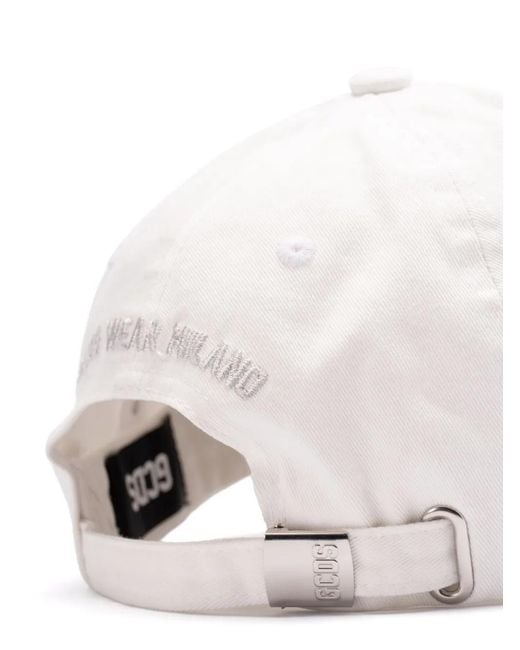 Gcds White Logo-Embroidered Cap