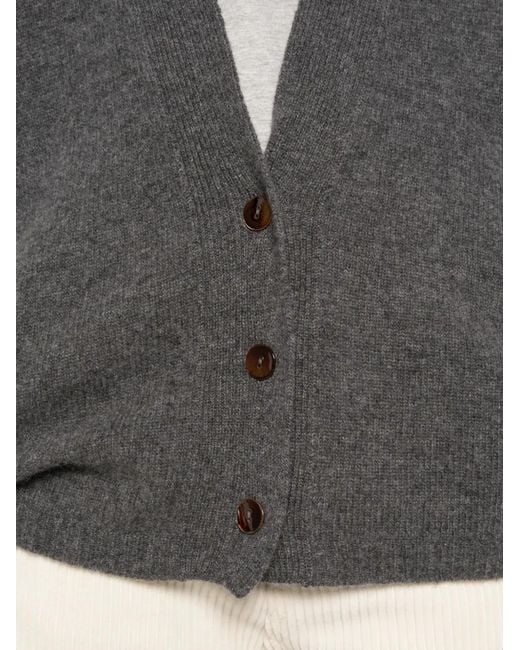 Alysi Gray Ribbed-Trims V-Neck Cardigan