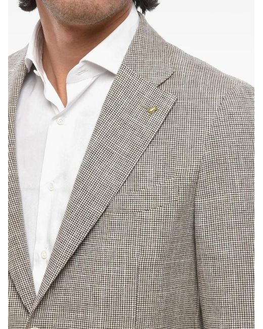 Corneliani Gray Pin-Detail Houndstooth Blazer for men