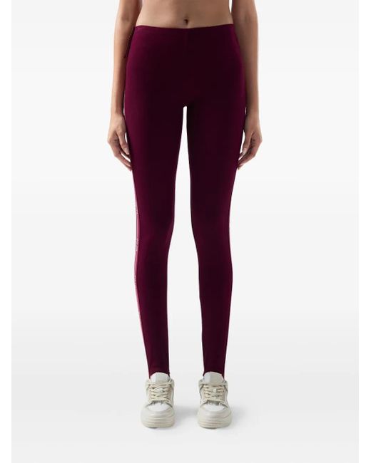 Gcds Purple Logo-Tape Piquet Leggings