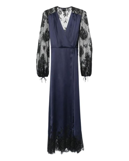Carine Gilson Blue Lace-detail Silk Nightdress