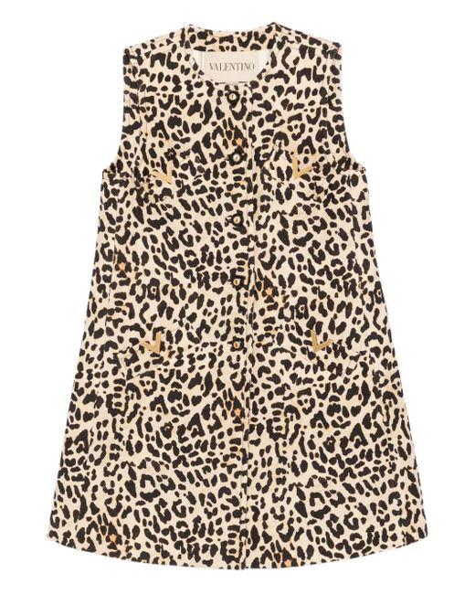 Valentino Garavani White Leopard Print Button-Fastening Jacket