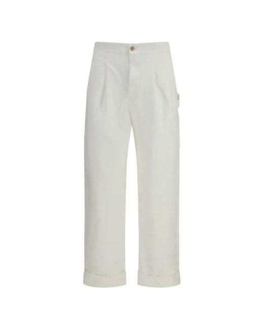 Umit Benan White Carpenter Pleated Trousers for men