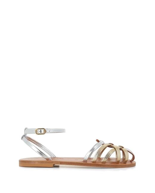 K. Jacques White Caicea Ankle-Strap Braided Leather Sandals